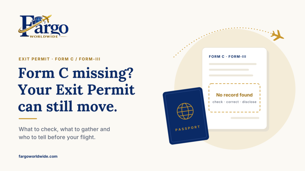 Form C not filed for foreigner in India – passport and "No record found" Form C record